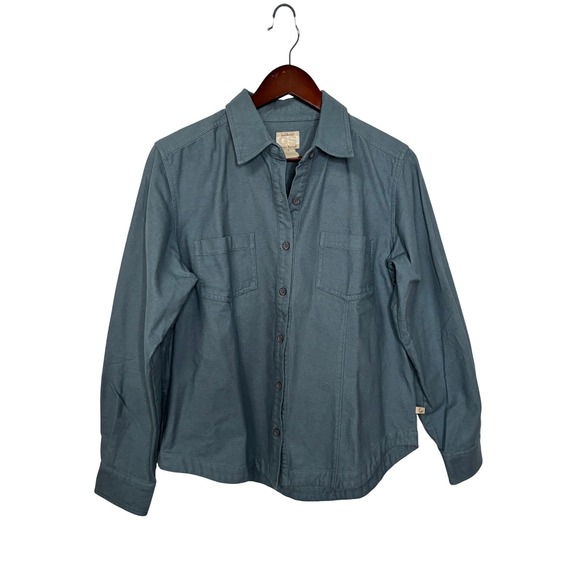Gander Mountain Tops - Gander Mountain Guide Series Women Blue Gray Cotton Button Down Utility Shirt M